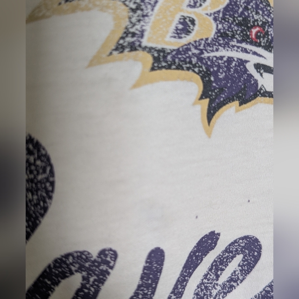 ’47 Brand Baltimore Ravens Raglan 3/4 Sleeve Tee Women’s Large Cream Gray - Picture 5 of 5